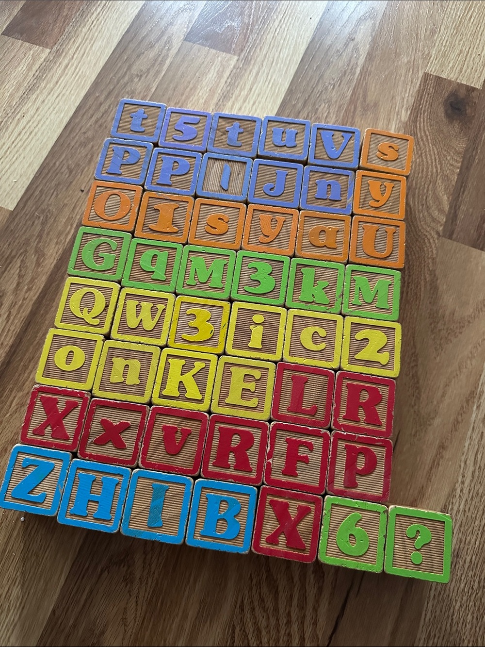 49 Vintage 6 Side Wood Alphabet Letter Number Picture Building Block